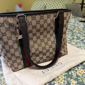 Gucci Beige and Brown Signature Tote